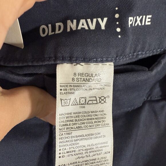 New Old Navy Pixie Pants Women's 8 Blue Chino Mid Rise Ankle Length Cotton Blend - Picture 7 of 11